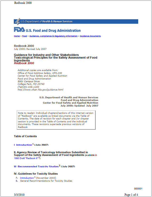 Guidance for Industry and Other Stakeholders Toxicological Principles for the Safety Assessment of Food Ingredients